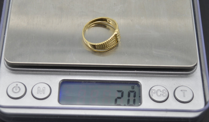 Real Solid 10K Yellow Gold Nugget Hearts Stackable Textured Ring 2.0gr All Sizes