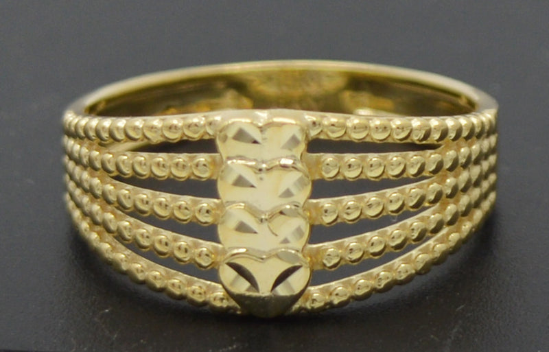 Real Solid 10K Yellow Gold Nugget Hearts Stackable Textured Ring 2.0gr All Sizes