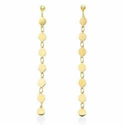 Real 14K Yellow Gold Polished Mirror Chain Drop/Dangle Earrings