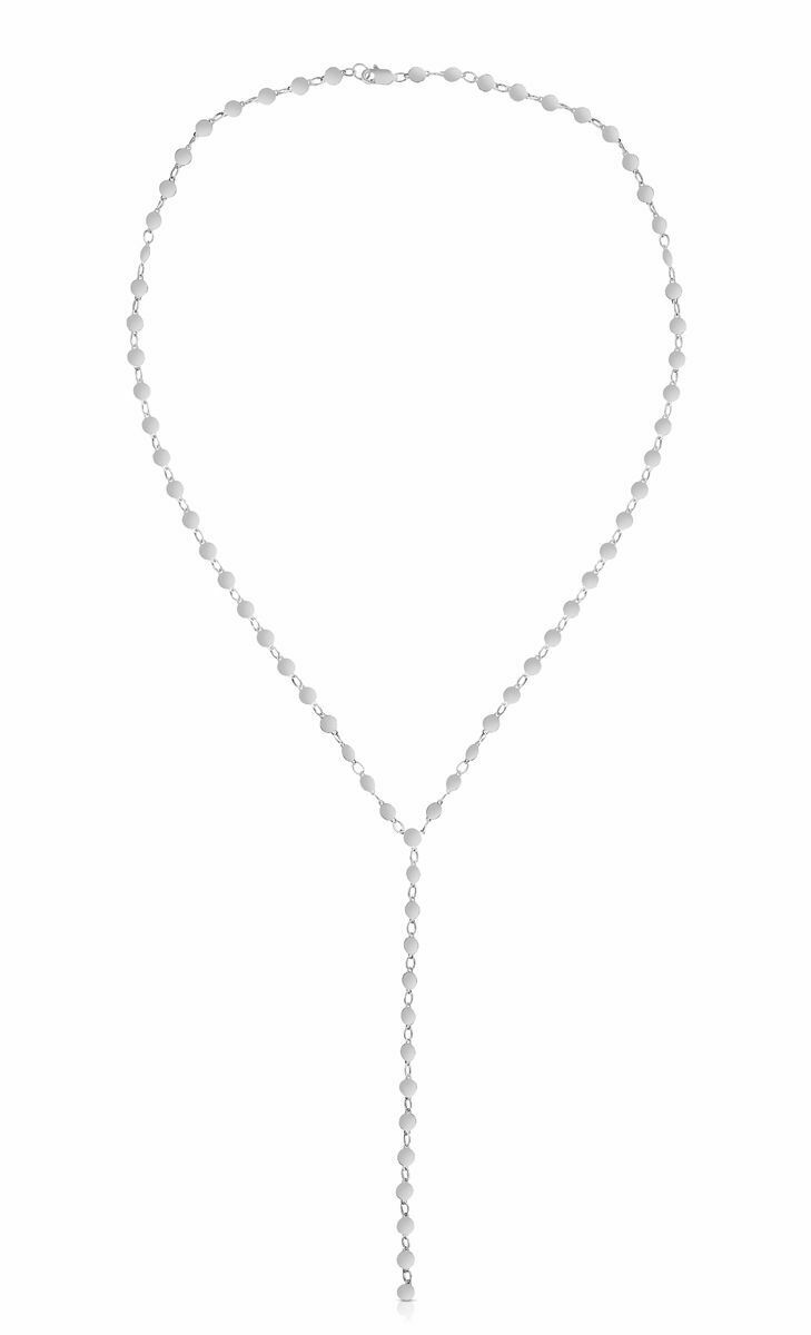 Real 14K White Gold 17" Round Mirror Chain 3.2gr Lariat Layered Charm Necklace